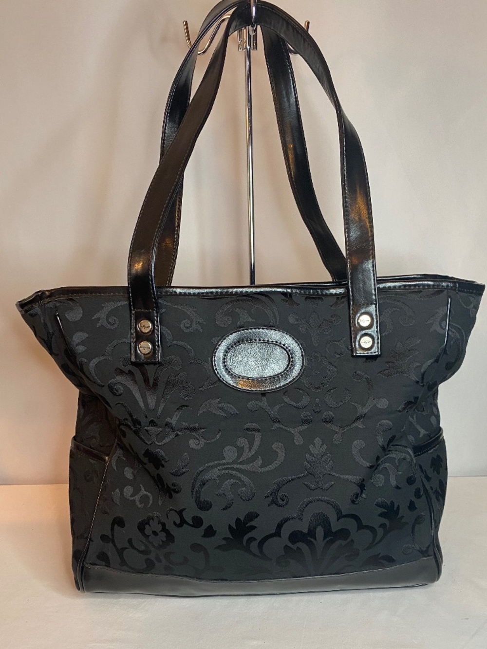 Thirty One Black Damask Cindy Tote, New
